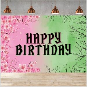 Pink and Green Happy Birthday Backdrop/Banner- $10